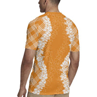 Hawaii Aloha Plumeria Lei Orange Palaka Rugby Jersey LT7 - Polynesian Pride