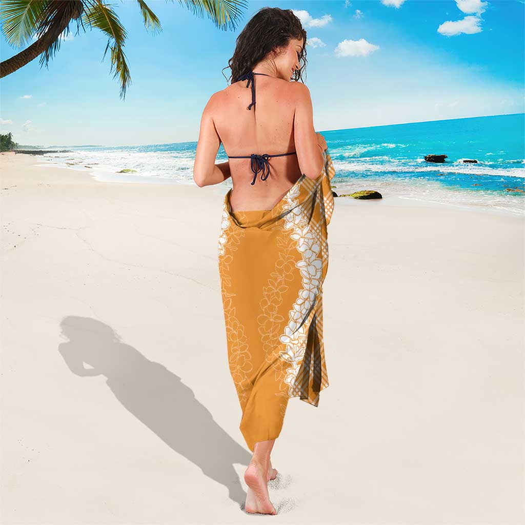 Hawaii Aloha Plumeria Lei Orange Palaka Sarong - Polynesian Pride