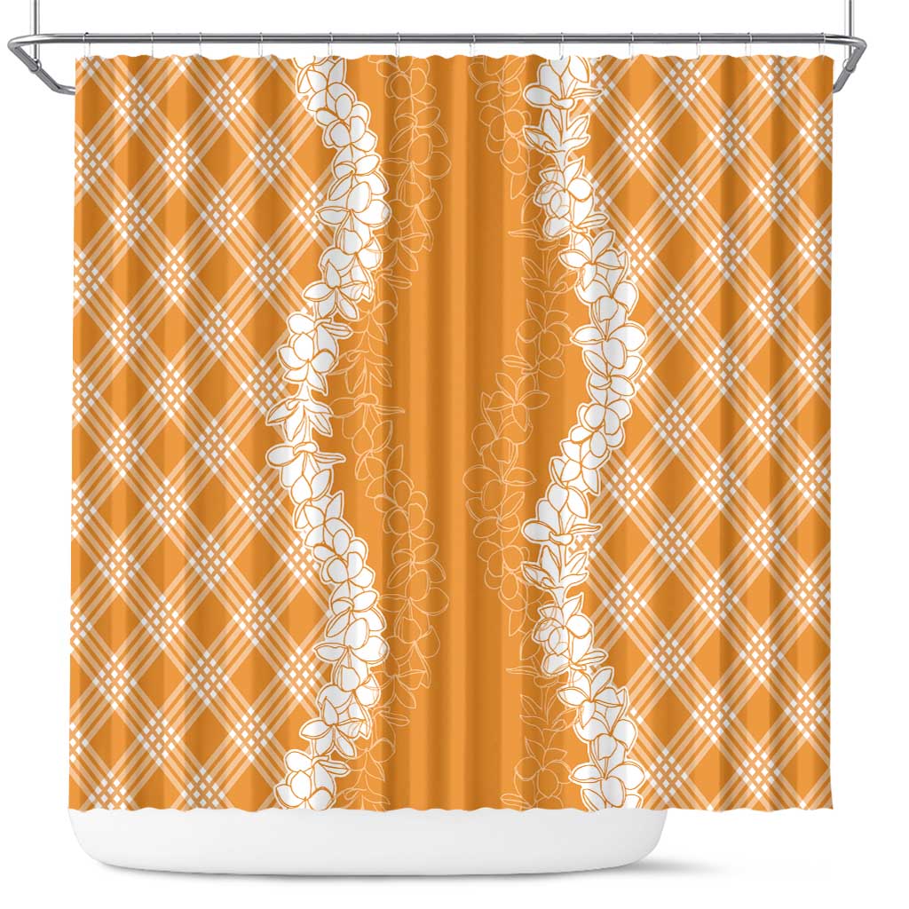 Hawaii Aloha Plumeria Lei Orange Palaka Shower Curtain LT7 Orange - Polynesian Pride