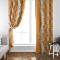 Hawaii Aloha Plumeria Lei Orange Palaka Window Curtain - Polynesian Pride