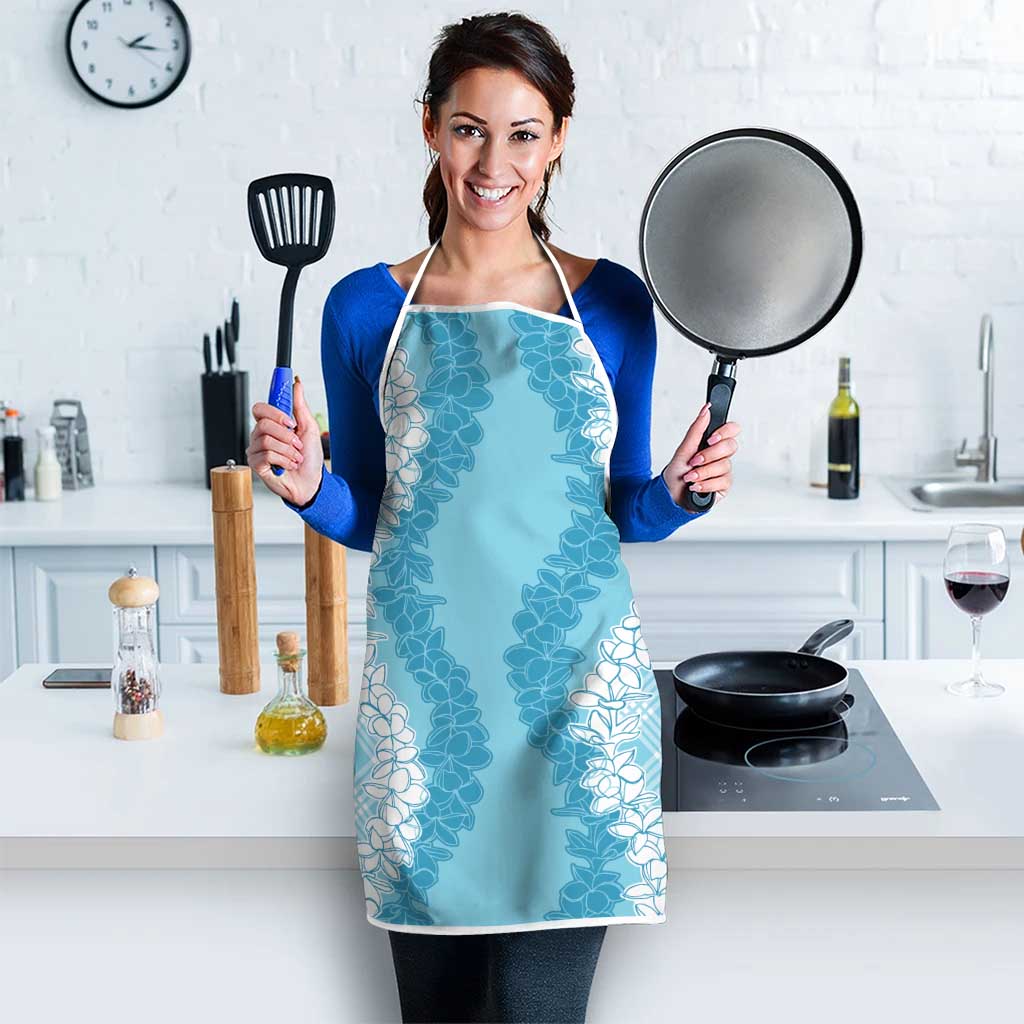 Hawaii Aloha Plumeria Lei Turquoise Palaka Apron - Polynesian Pride