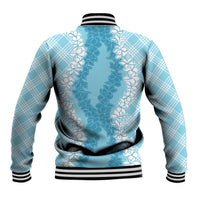 Hawaii Aloha Plumeria Lei Turquoise Palaka Baseball Jacket - Polynesian Pride