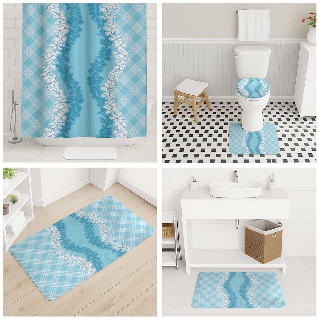 Hawaii Aloha Plumeria Lei Turquoise Palaka Bathroom Set - Polynesian Pride