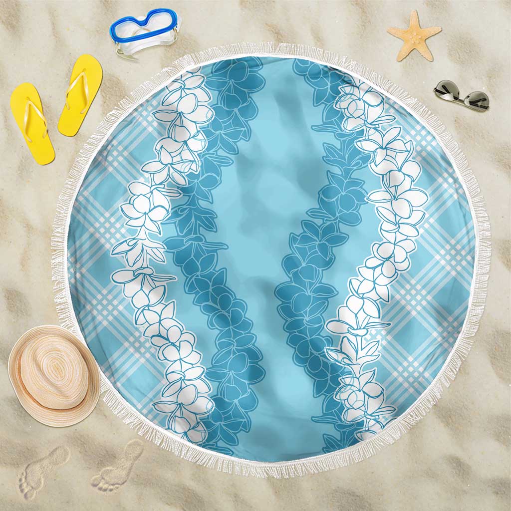 Hawaii Aloha Plumeria Lei Turquoise Palaka Beach Blanket - Polynesian Pride