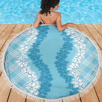 Hawaii Aloha Plumeria Lei Turquoise Palaka Beach Blanket - Polynesian Pride
