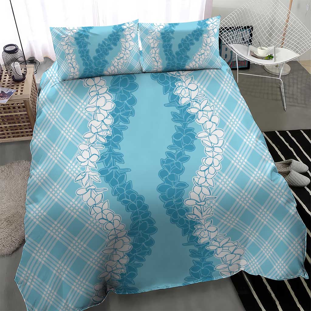 Hawaii Aloha Plumeria Lei Turquoise Palaka Bedding Set - Polynesian Pride