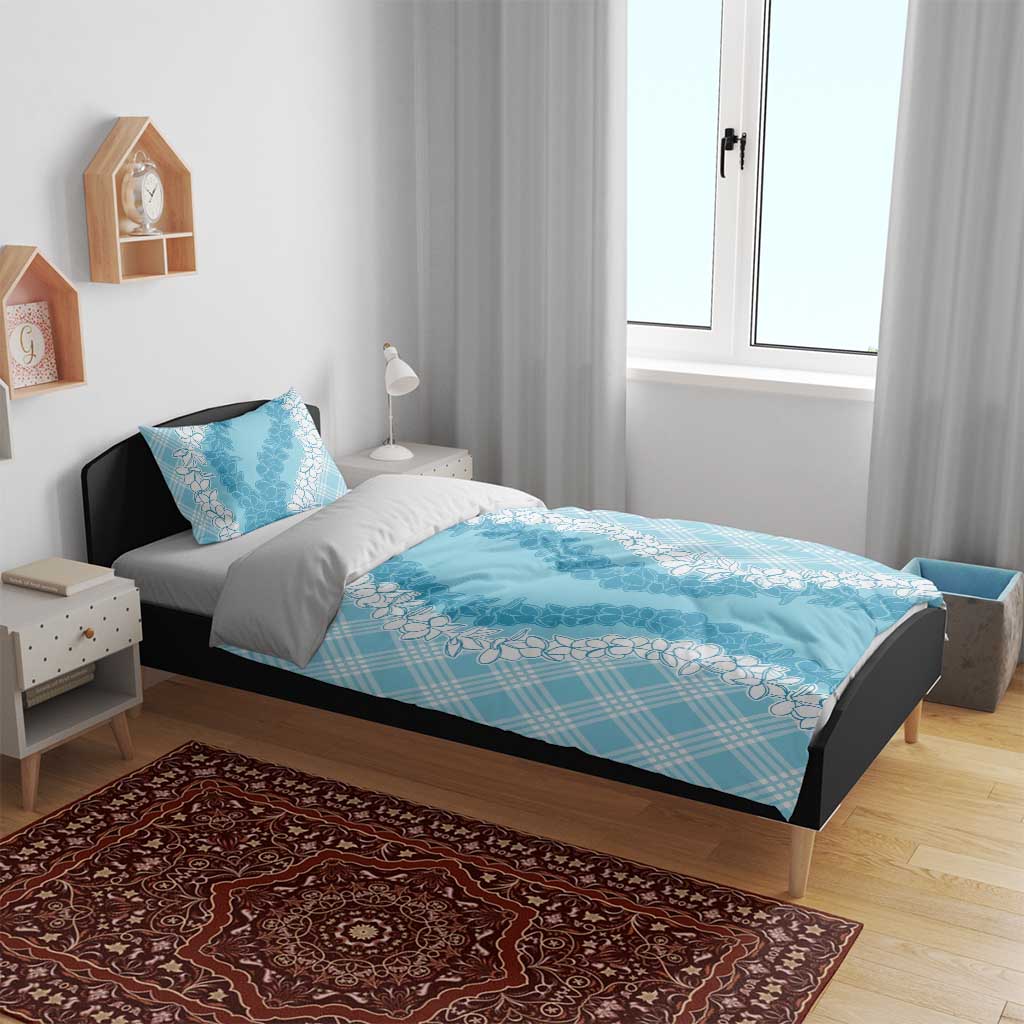 Hawaii Aloha Plumeria Lei Turquoise Palaka Bedding Set - Polynesian Pride