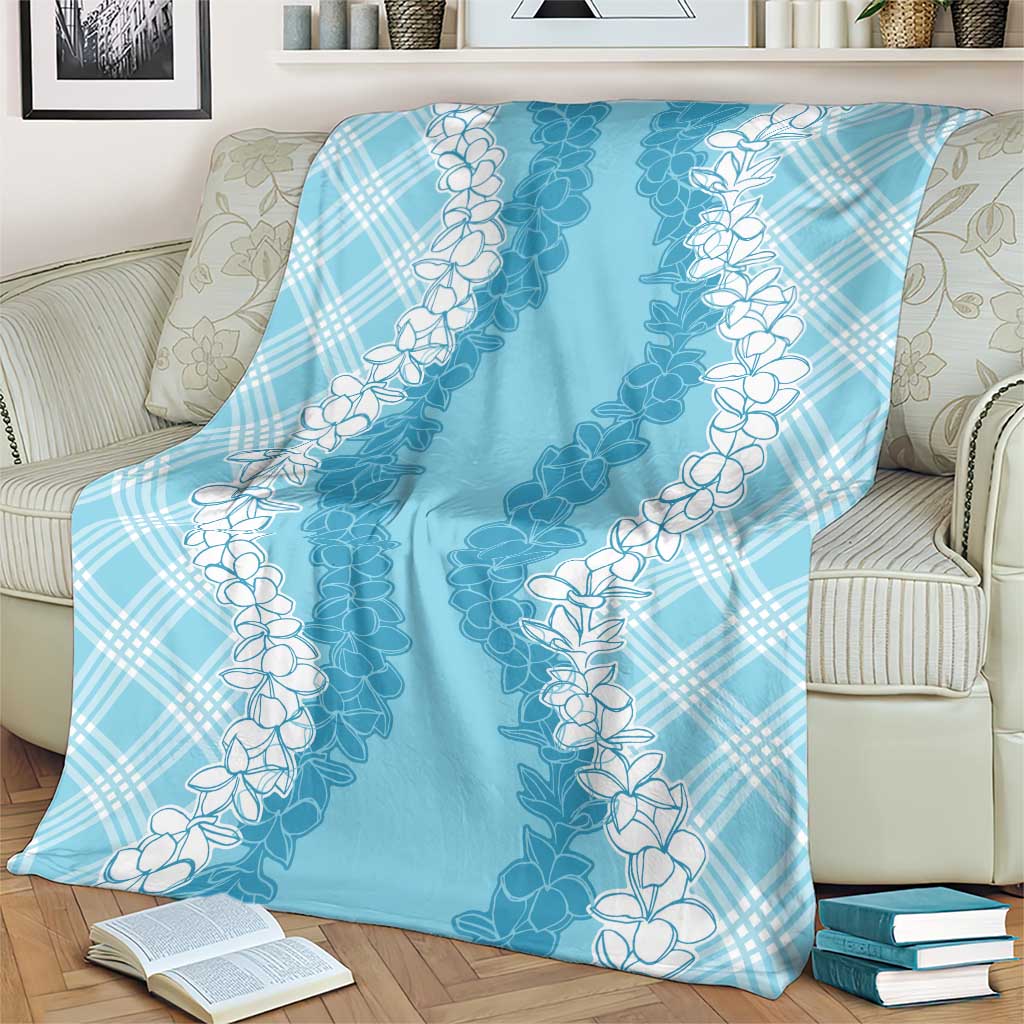 Hawaii Aloha Plumeria Lei Turquoise Palaka Blanket - Polynesian Pride
