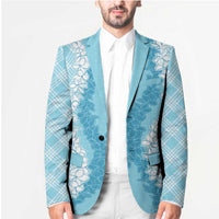 Hawaii Aloha Plumeria Lei Turquoise Palaka Blazer - Polynesian Pride