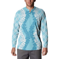 Hawaii Aloha Plumeria Lei Turquoise Palaka Button Sweatshirt - Polynesian Pride