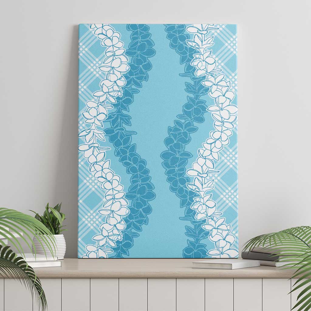 Hawaii Aloha Plumeria Lei Turquoise Palaka Canvas Wall Art - Polynesian Pride