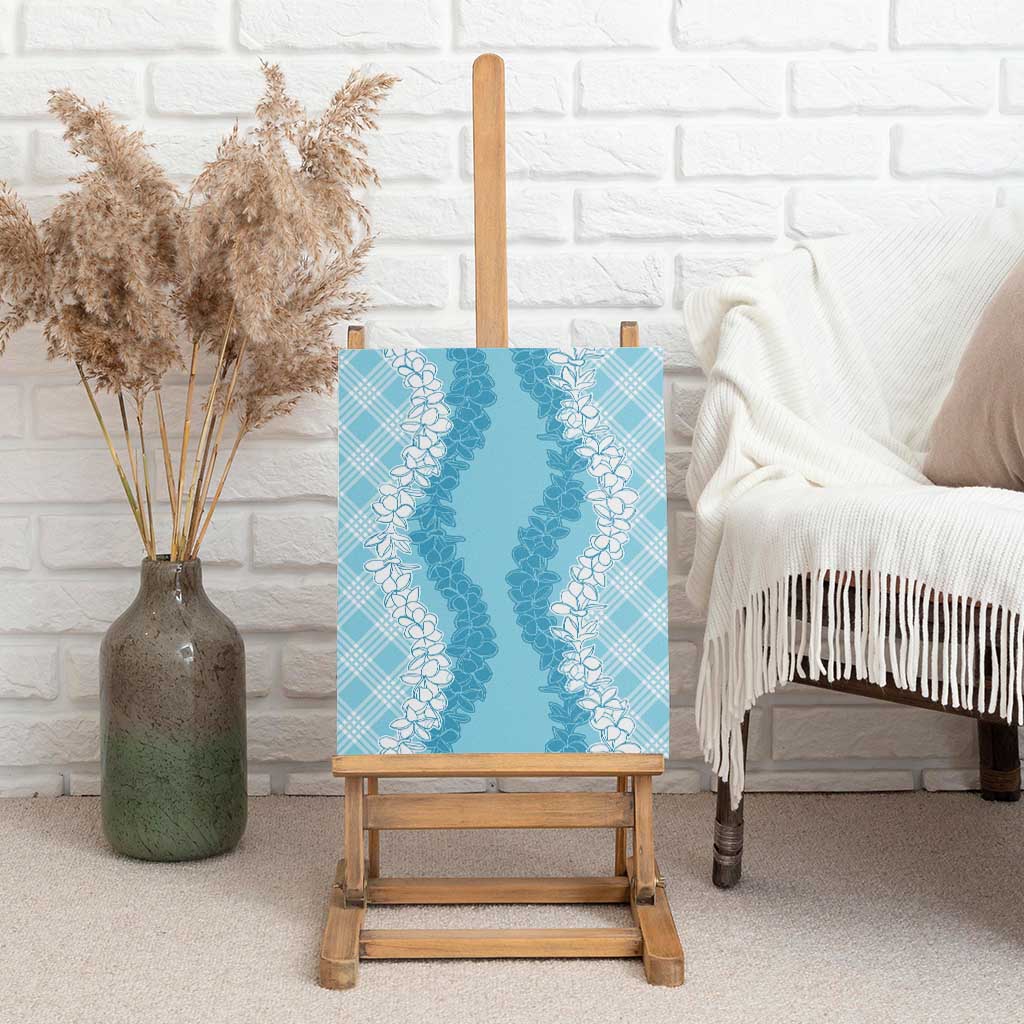 Hawaii Aloha Plumeria Lei Turquoise Palaka Canvas Wall Art - Polynesian Pride