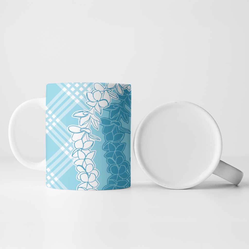 Hawaii Aloha Plumeria Lei Turquoise Palaka Ceramic Mug - Polynesian Pride