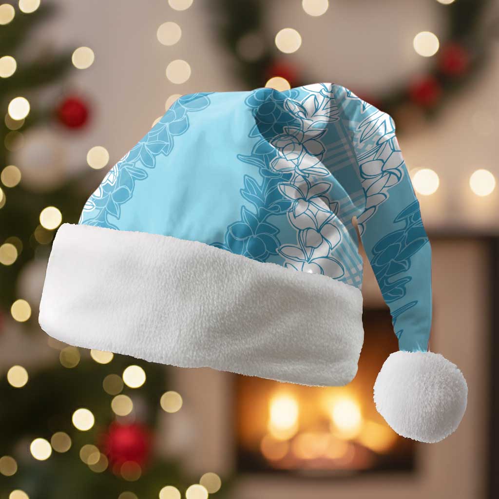 Hawaii Aloha Plumeria Lei Turquoise Palaka Christmas Santa Hat - Polynesian Pride
