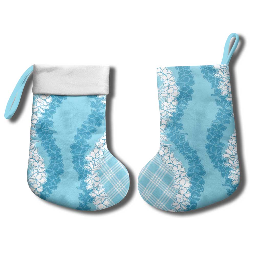 Hawaii Aloha Plumeria Lei Turquoise Palaka Christmas Stocking - Polynesian Pride