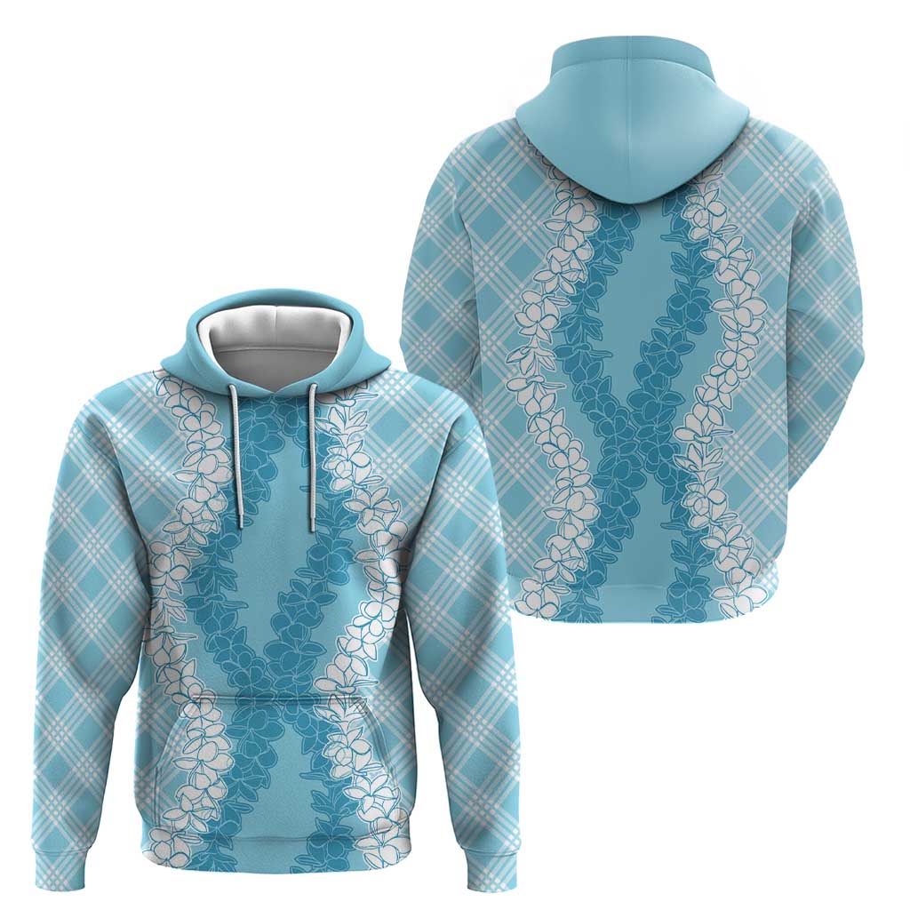 Hawaii Aloha Plumeria Lei Turquoise Palaka Hoodie - Polynesian Pride