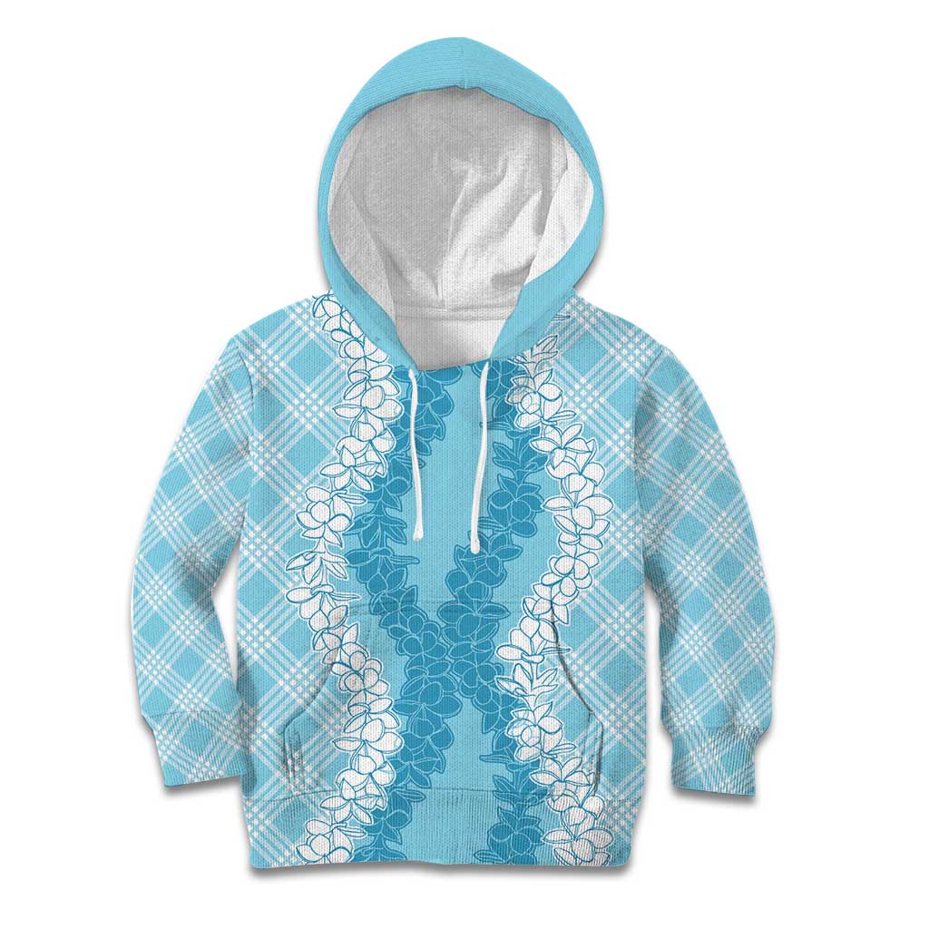Hawaii Aloha Plumeria Lei Turquoise Palaka Kid Hoodie LT7 Hoodie Turquoise - Polynesian Pride
