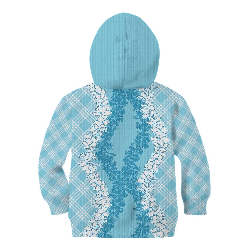 Hawaii Aloha Plumeria Lei Turquoise Palaka Kid Hoodie LT7 - Polynesian Pride