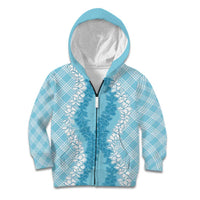 Hawaii Aloha Plumeria Lei Turquoise Palaka Kid Hoodie LT7 Zip Hoodie Turquoise - Polynesian Pride