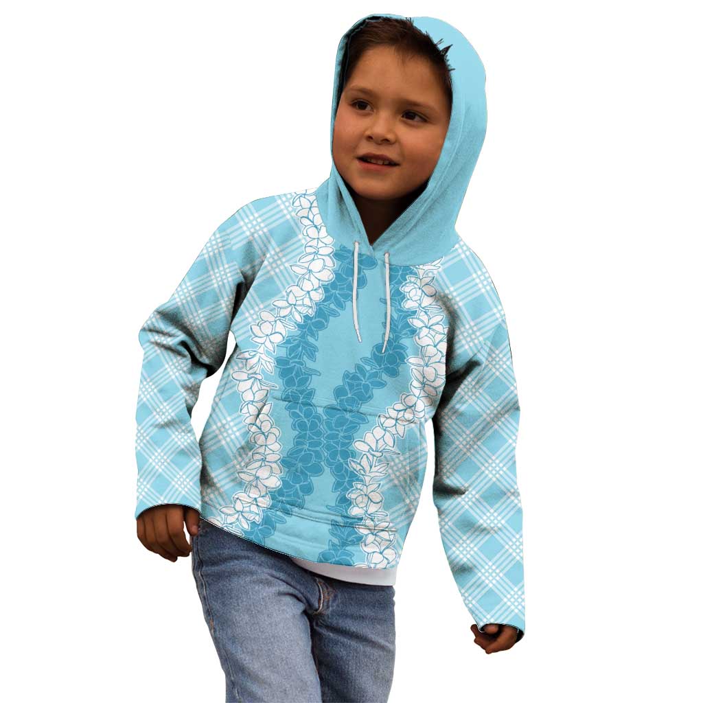 Hawaii Aloha Plumeria Lei Turquoise Palaka Kid Hoodie LT7 - Polynesian Pride