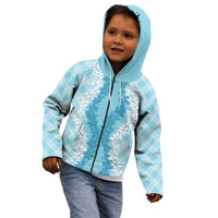 Hawaii Aloha Plumeria Lei Turquoise Palaka Kid Hoodie LT7 - Polynesian Pride