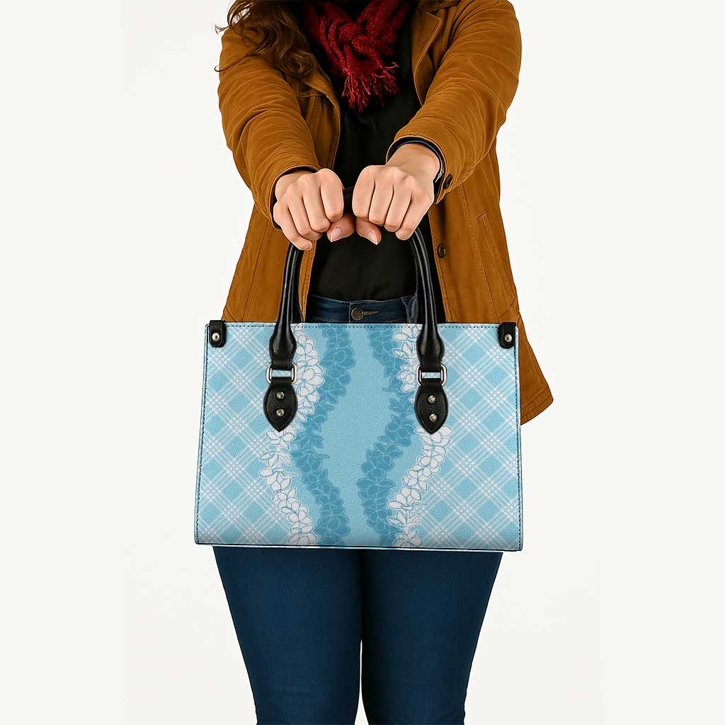 Hawaii Aloha Plumeria Lei Turquoise Palaka Leather Bag - Polynesian Pride