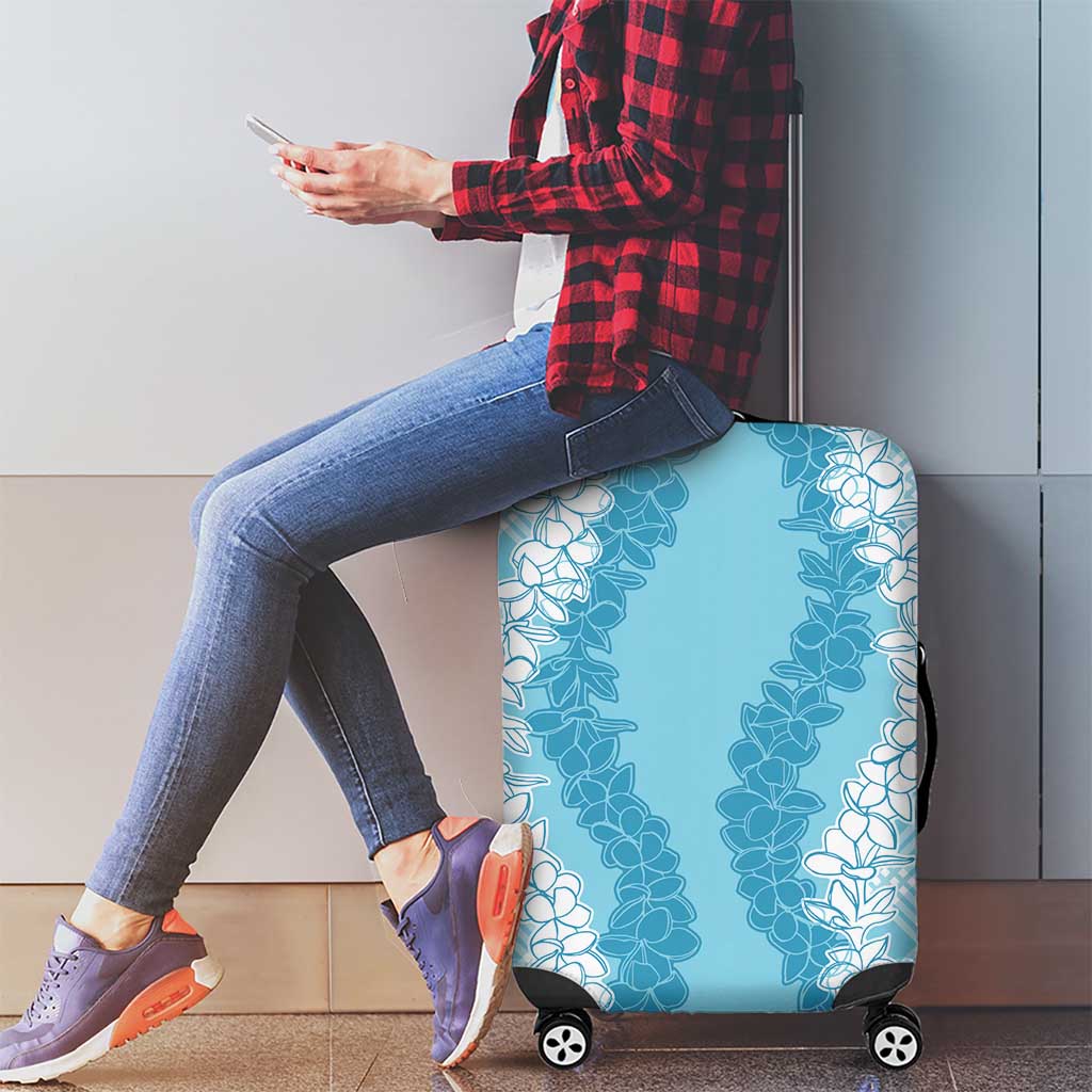 Hawaii Aloha Plumeria Lei Turquoise Palaka Luggage Cover - Polynesian Pride