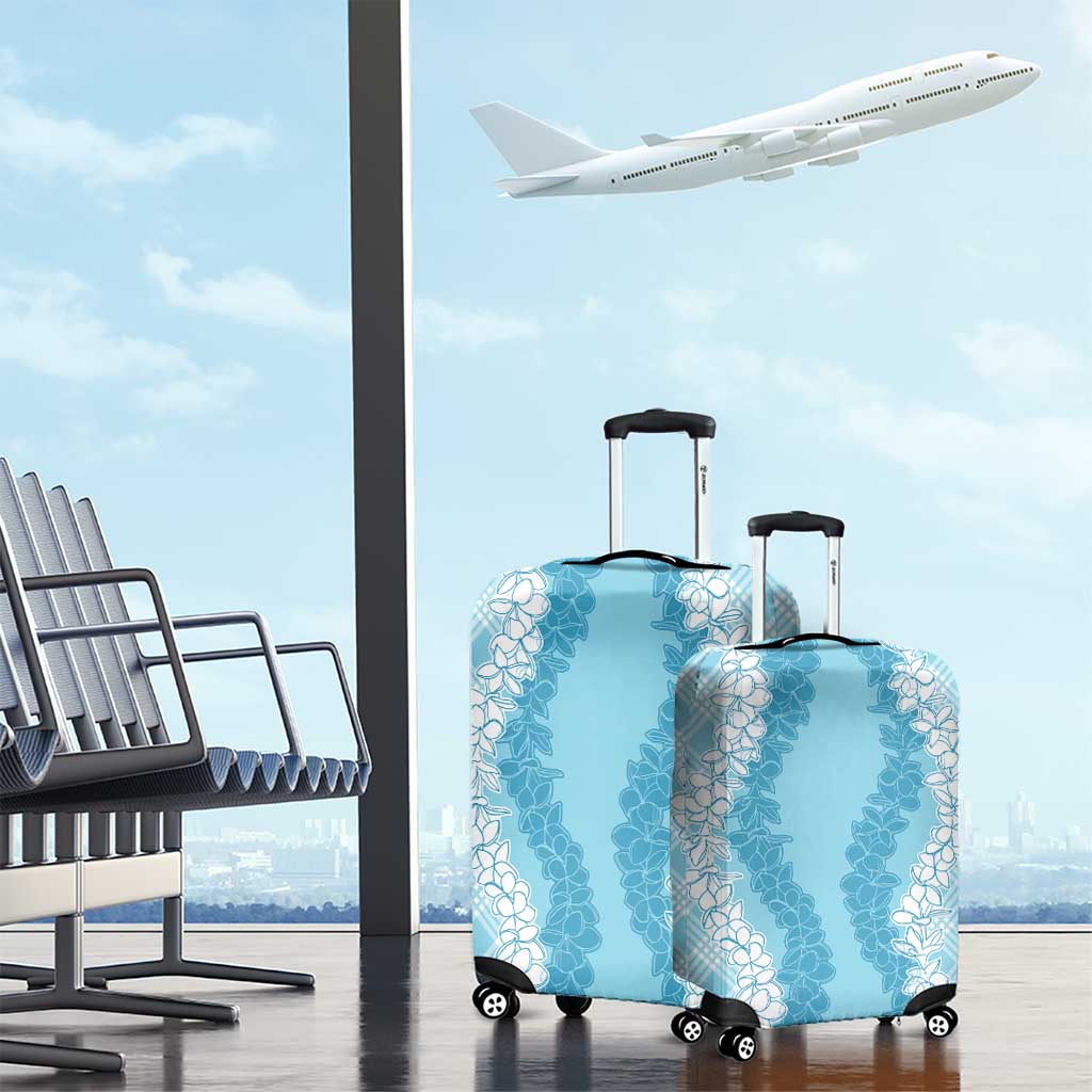 Hawaii Aloha Plumeria Lei Turquoise Palaka Luggage Cover - Polynesian Pride