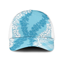 Hawaii Aloha Plumeria Lei Turquoise Palaka Mesh Trucker Cap - Polynesian Pride