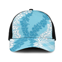 Hawaii Aloha Plumeria Lei Turquoise Palaka Mesh Trucker Cap - Polynesian Pride