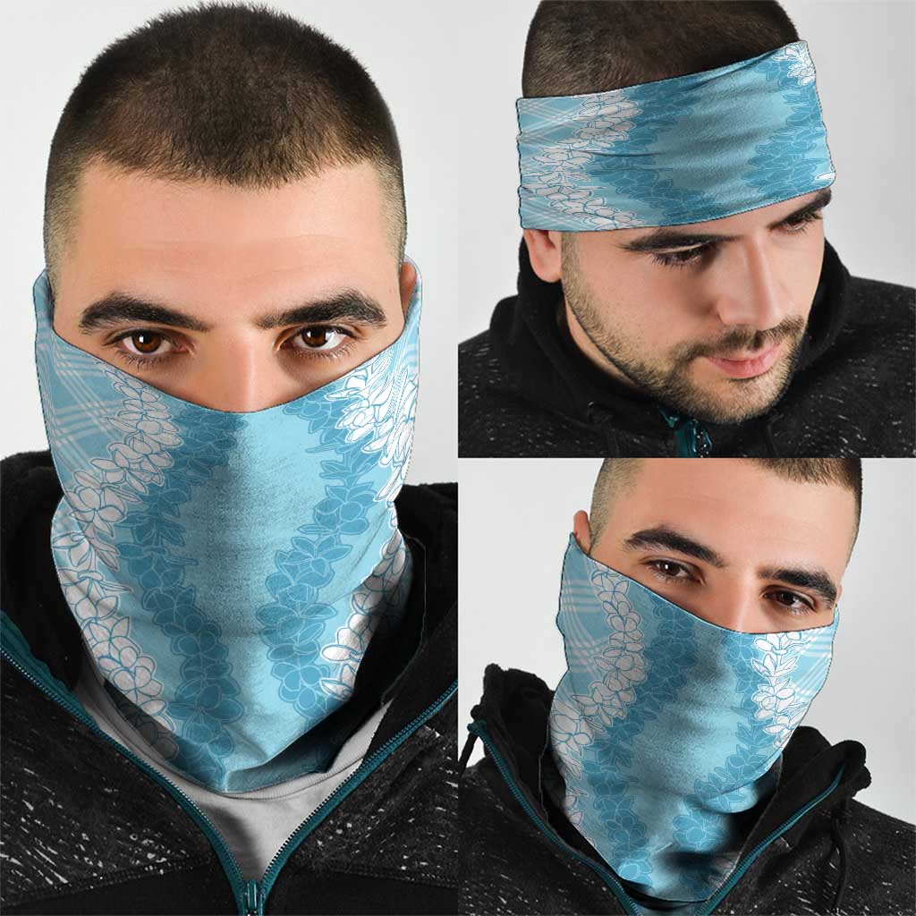 Hawaii Aloha Plumeria Lei Turquoise Palaka Neck Gaiter - Polynesian Pride