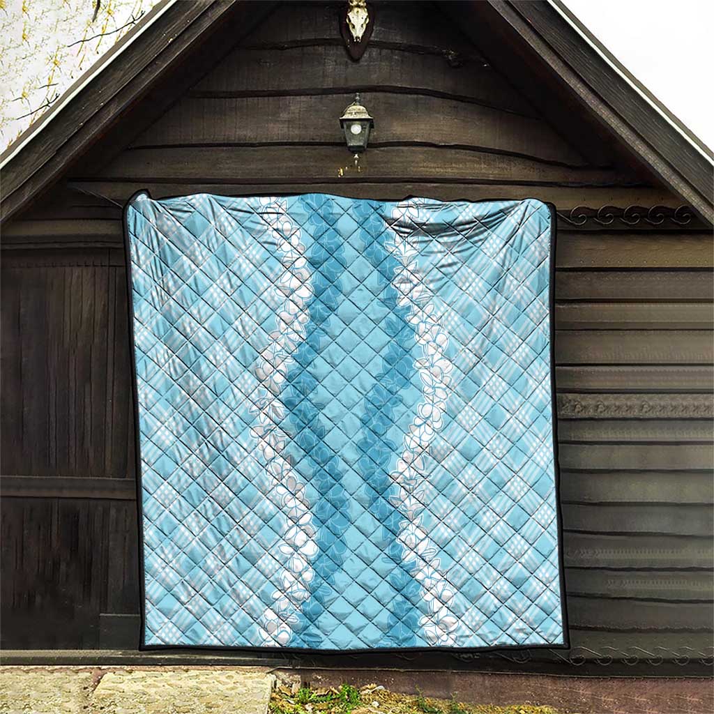 Hawaii Aloha Plumeria Lei Turquoise Palaka Quilt - Polynesian Pride