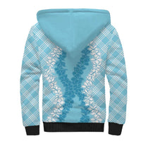 Hawaii Aloha Plumeria Lei Turquoise Palaka Sherpa Hoodie LT7 - Polynesian Pride