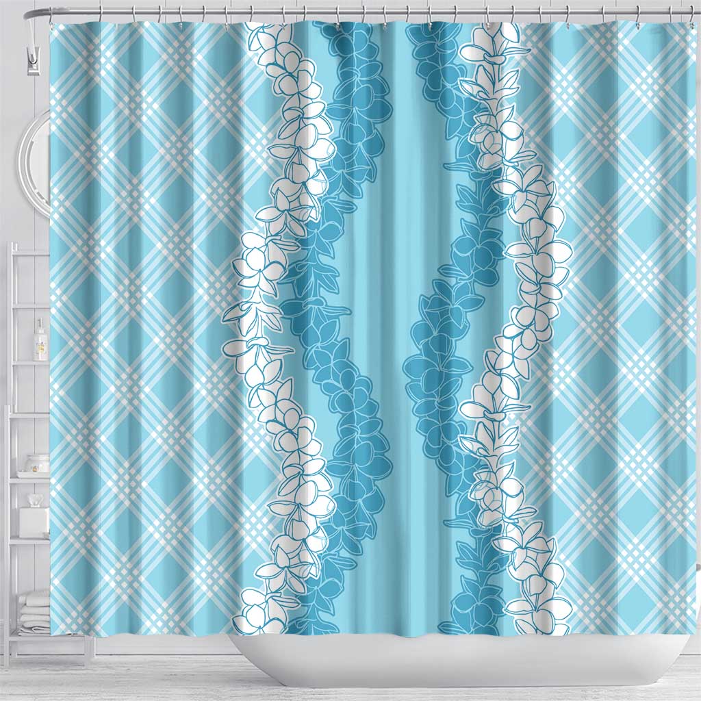 Hawaii Aloha Plumeria Lei Turquoise Palaka Shower Curtain - Polynesian Pride