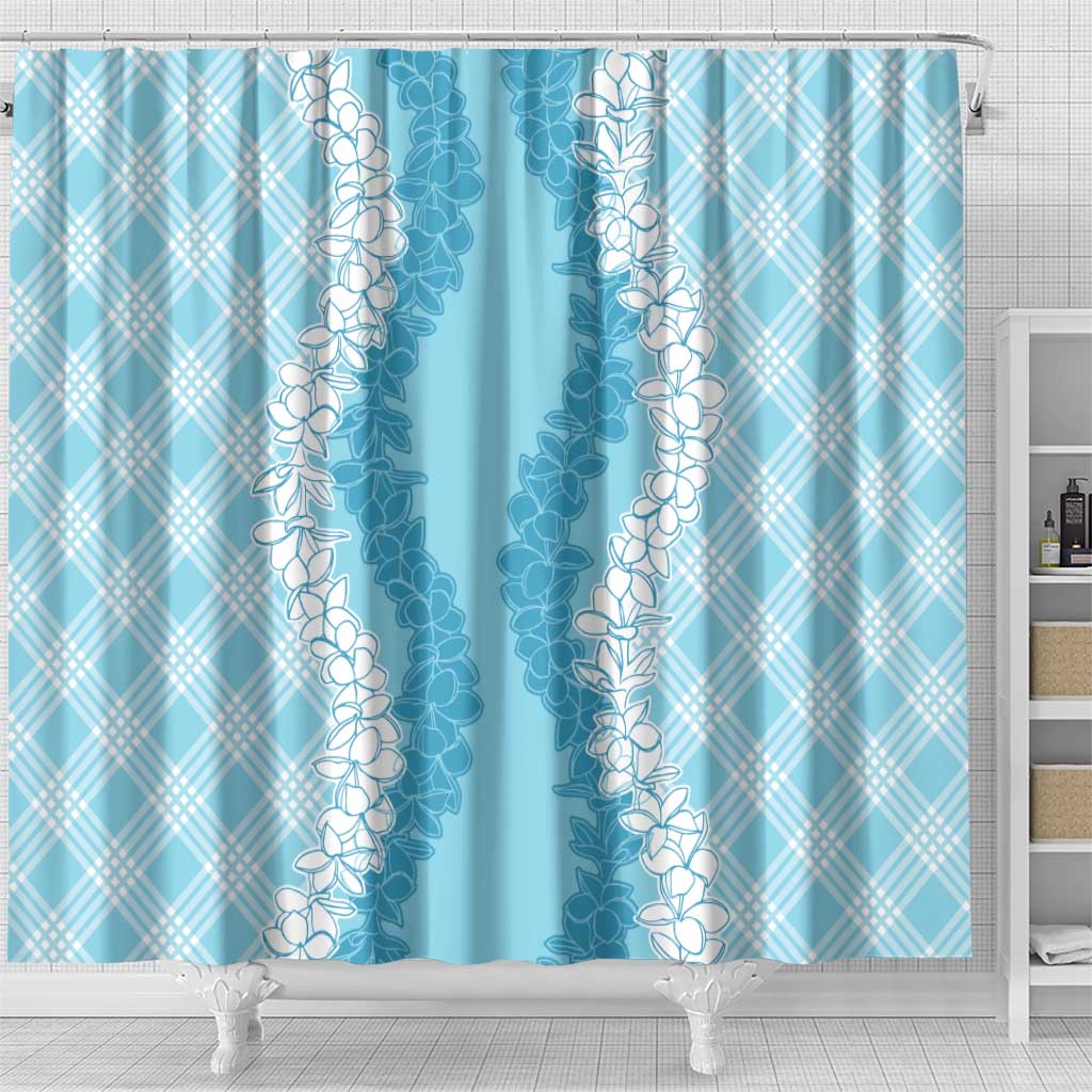 Hawaii Aloha Plumeria Lei Turquoise Palaka Shower Curtain - Polynesian Pride