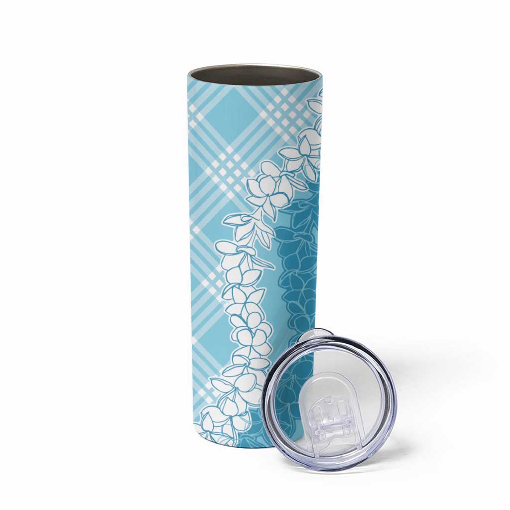 Hawaii Aloha Plumeria Lei Turquoise Palaka Skinny Tumbler - Polynesian Pride