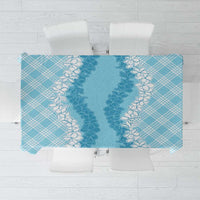 Hawaii Aloha Plumeria Lei Turquoise Palaka Tablecloth - Polynesian Pride