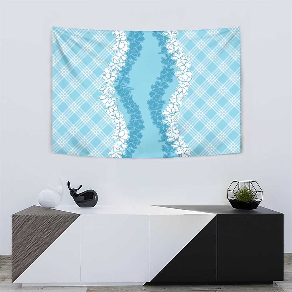 Hawaii Aloha Plumeria Lei Turquoise Palaka Tapestry - Polynesian Pride