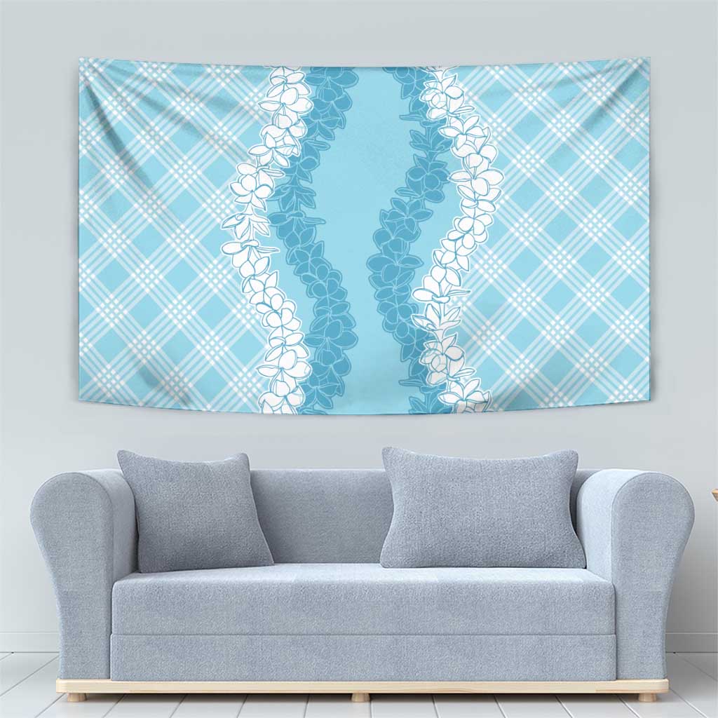 Hawaii Aloha Plumeria Lei Turquoise Palaka Tapestry - Polynesian Pride