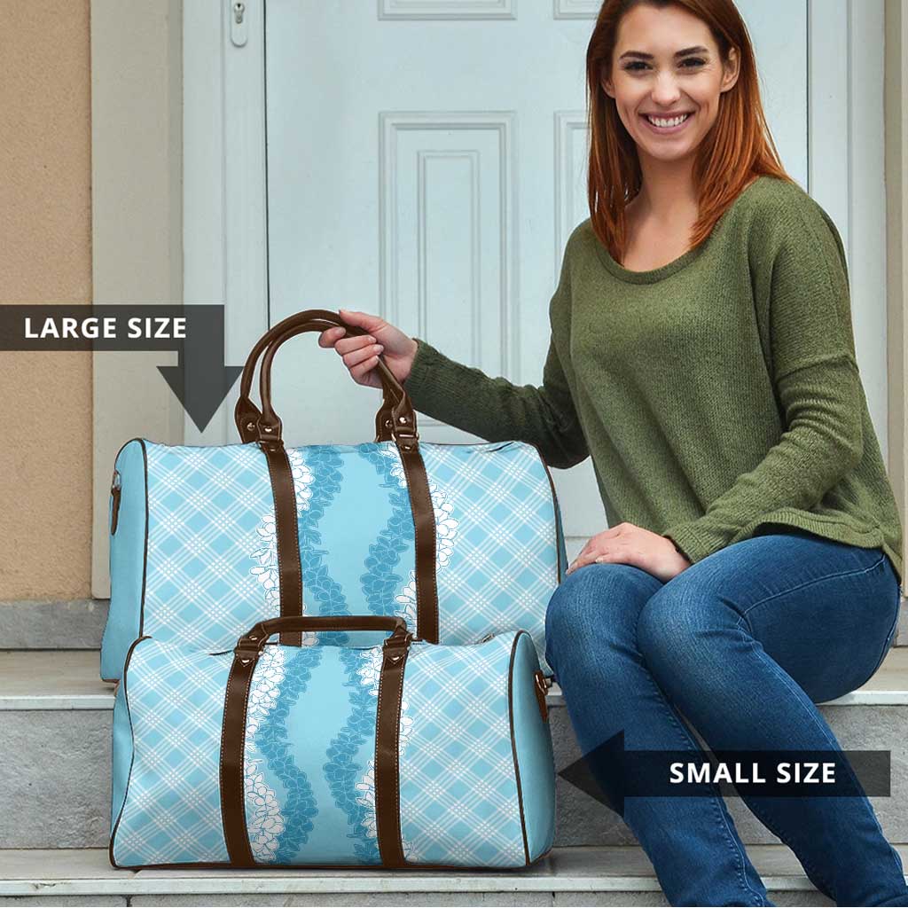 Hawaii Aloha Plumeria Lei Turquoise Palaka Travel Bag - Polynesian Pride