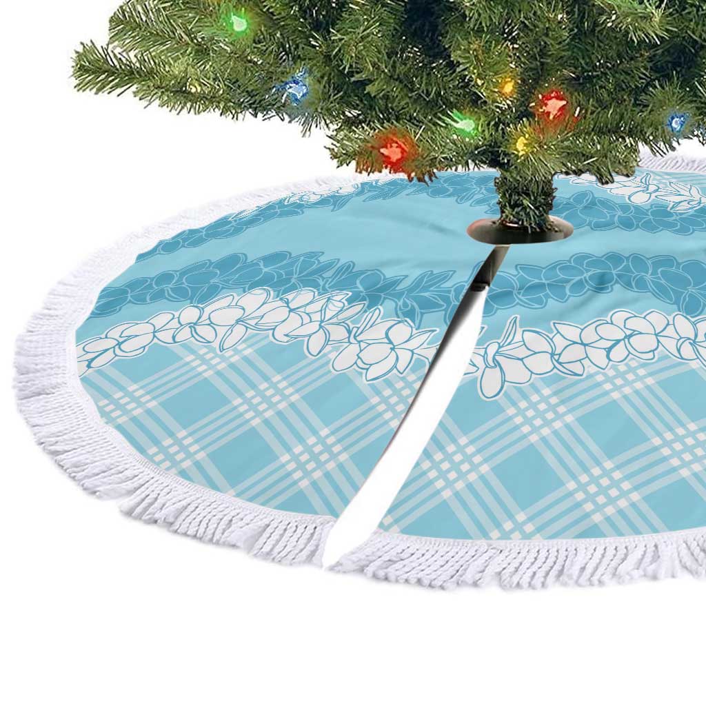 Hawaii Aloha Plumeria Lei Turquoise Palaka Tree Skirt - Polynesian Pride