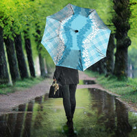 Hawaii Aloha Plumeria Lei Turquoise Palaka Umbrella - Polynesian Pride