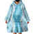 Hawaii Aloha Plumeria Lei Turquoise Palaka Wearable Blanket Hoodie - Polynesian Pride