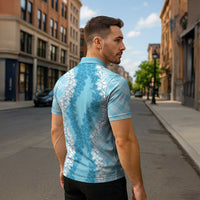 Hawaii Aloha Plumeria Lei Turquoise Palaka Zipper Polo Shirt - Polynesian Pride