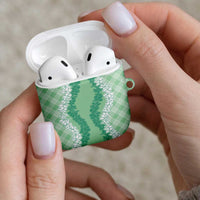 Hawaii Aloha Plumeria Lei Mint Palaka AirPods Case - Polynesian Pride