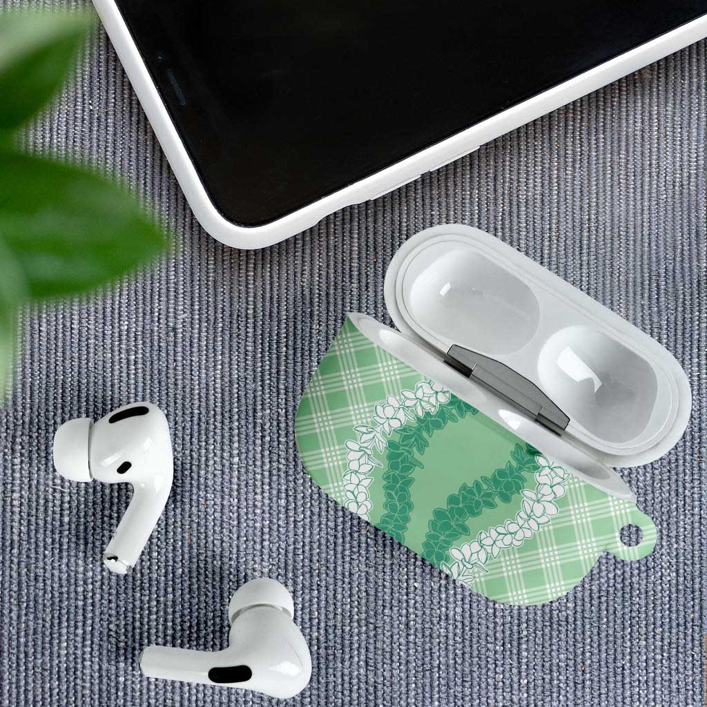 Hawaii Aloha Plumeria Lei Mint Palaka AirPods Case - Polynesian Pride