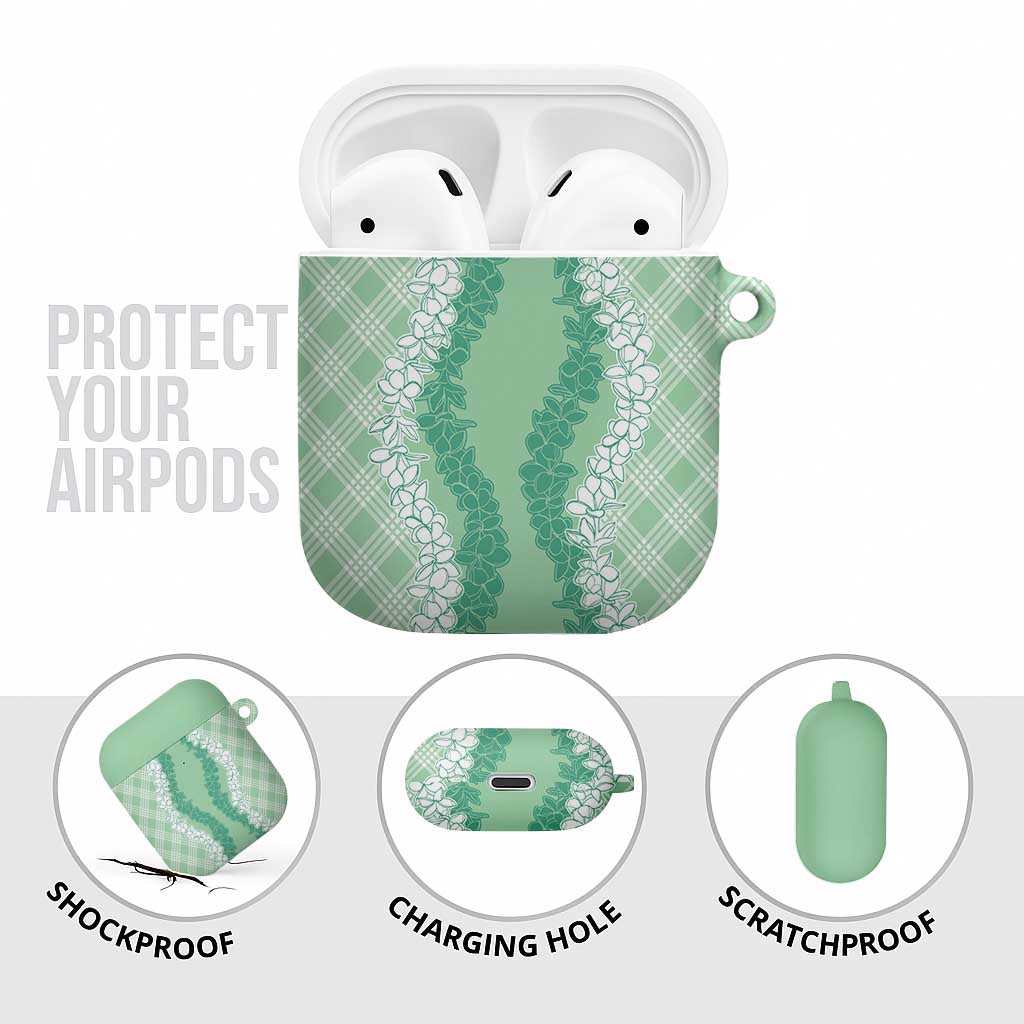 Hawaii Aloha Plumeria Lei Mint Palaka AirPods Case - Polynesian Pride