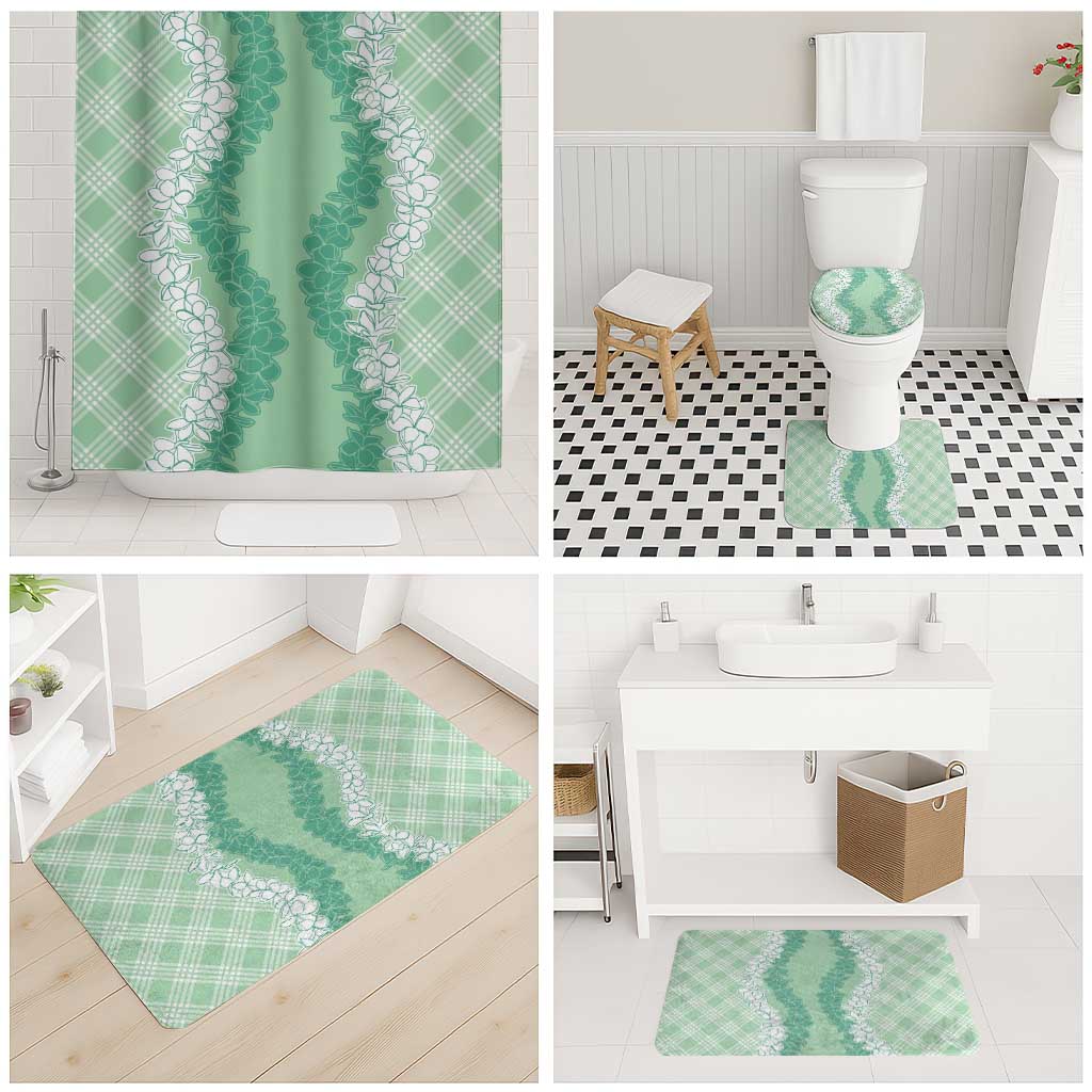Hawaii Aloha Plumeria Lei Mint Palaka Bathroom Set - Polynesian Pride