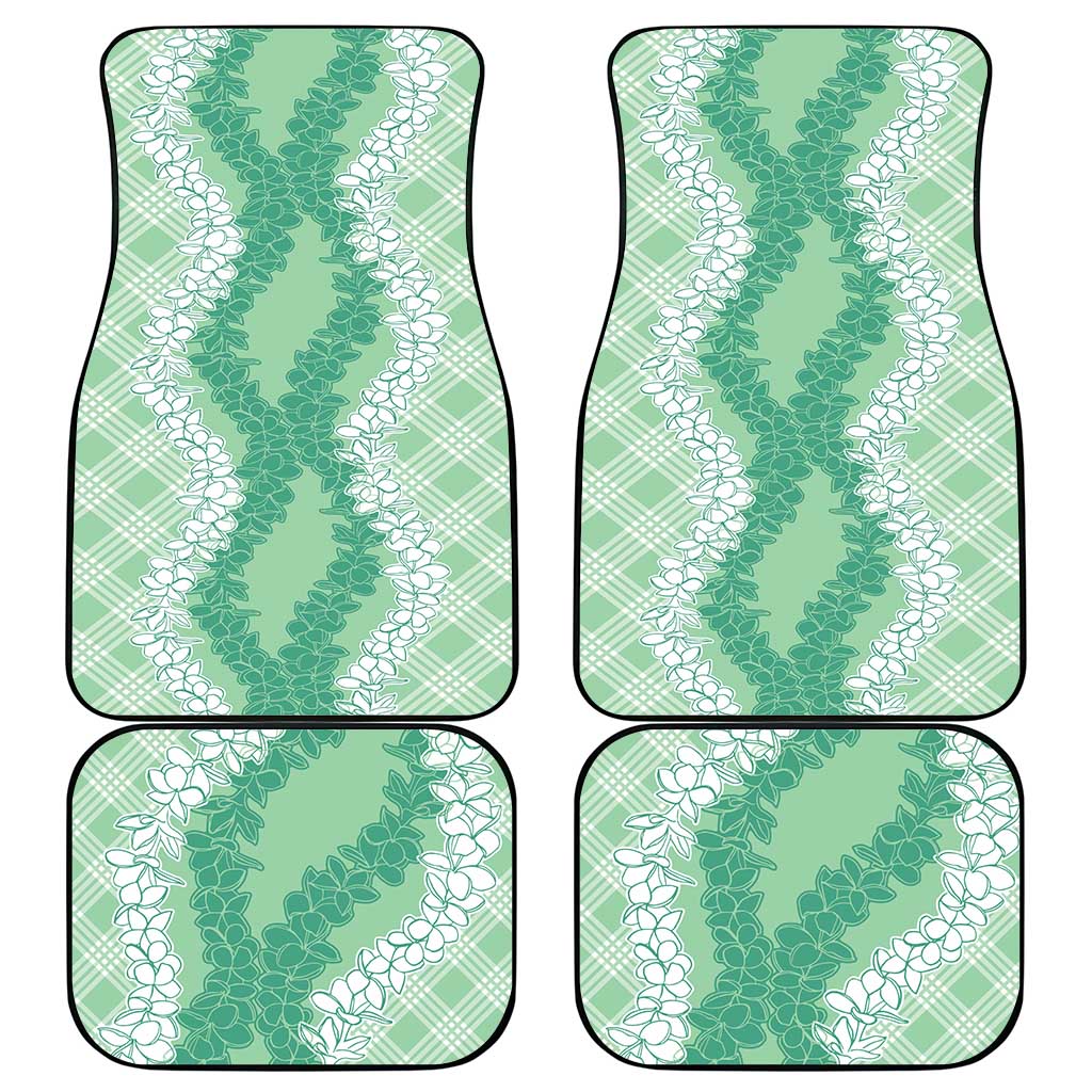Hawaii Aloha Plumeria Lei Mint Palaka Car Mats - Polynesian Pride