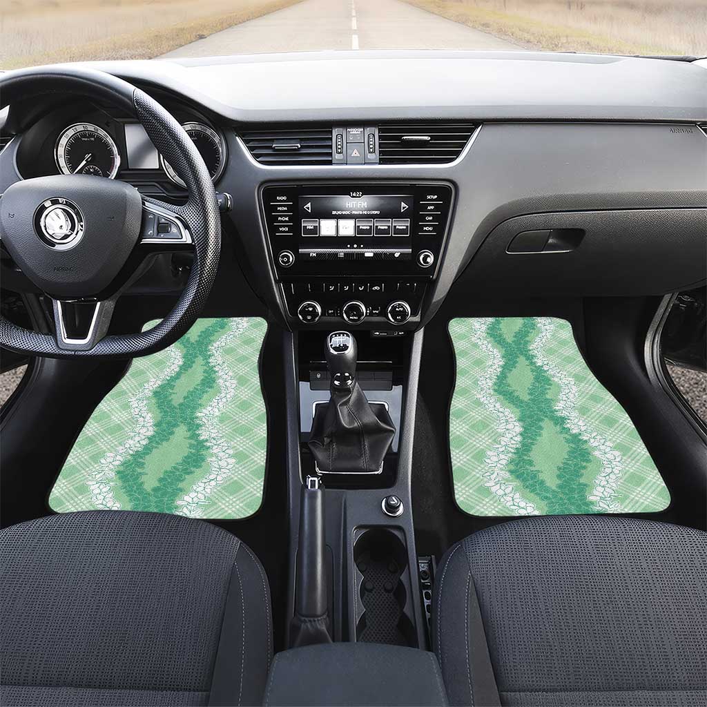 Hawaii Aloha Plumeria Lei Mint Palaka Car Mats - Polynesian Pride